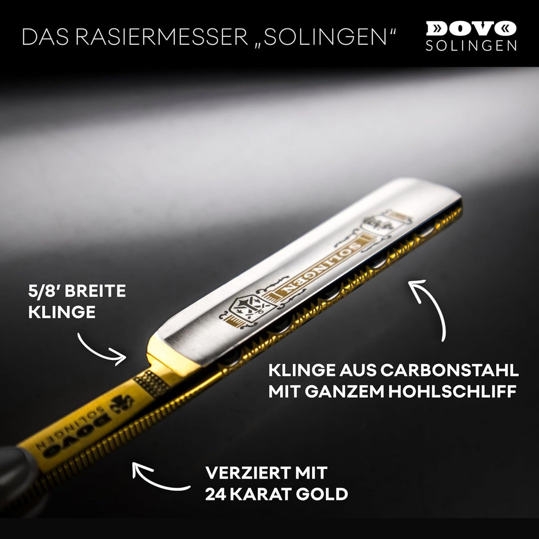 DOVO Rasiermesser Solingen - Carbonstahl Rasiermesser - 5/8 Zoll - Rundkopf - ganzer Hohlschliff - D