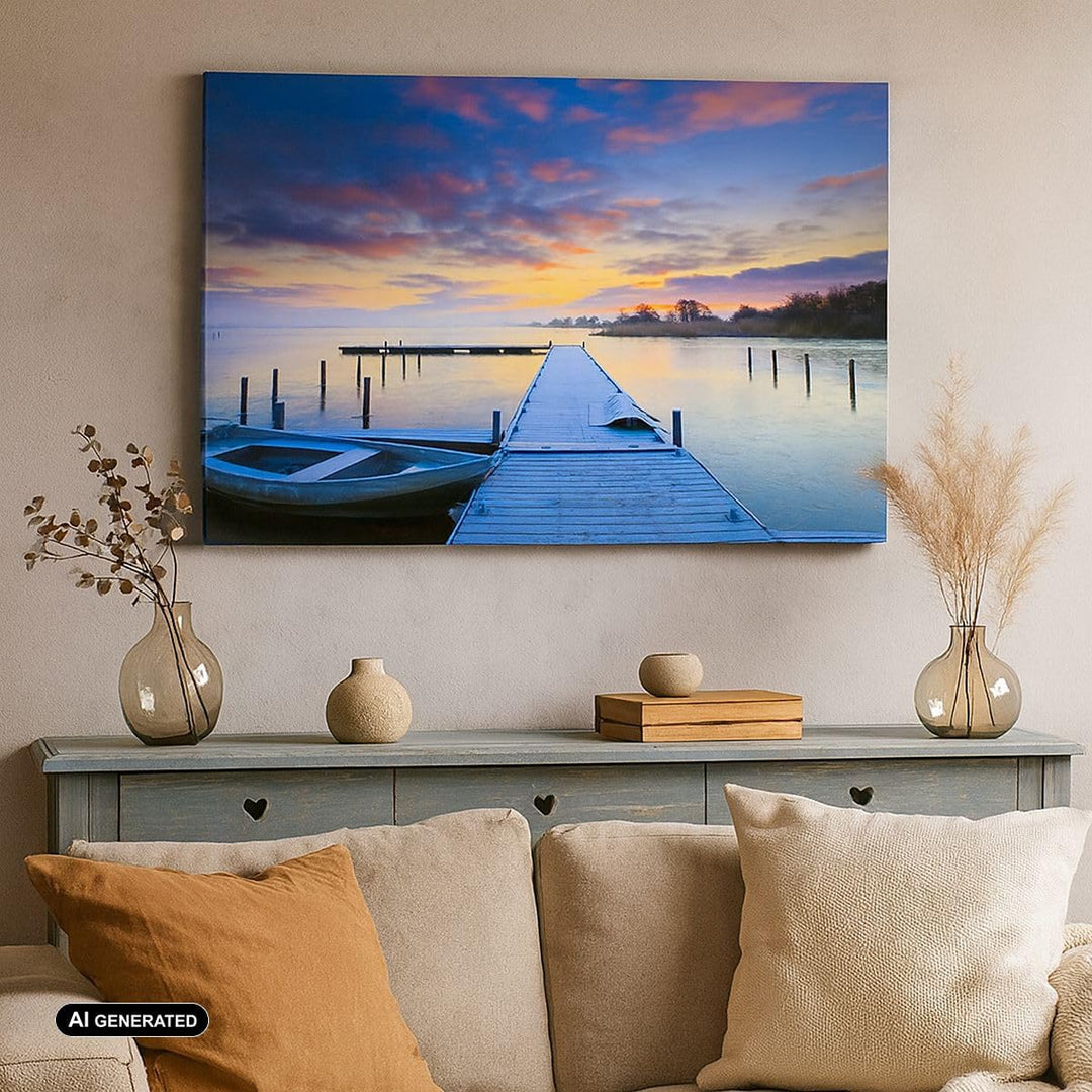 Bilder auf Leinwand Niederlande Natur Meer Sonnenuntergang Leinwandbild 70x50cm Wandbilder Dekoratio