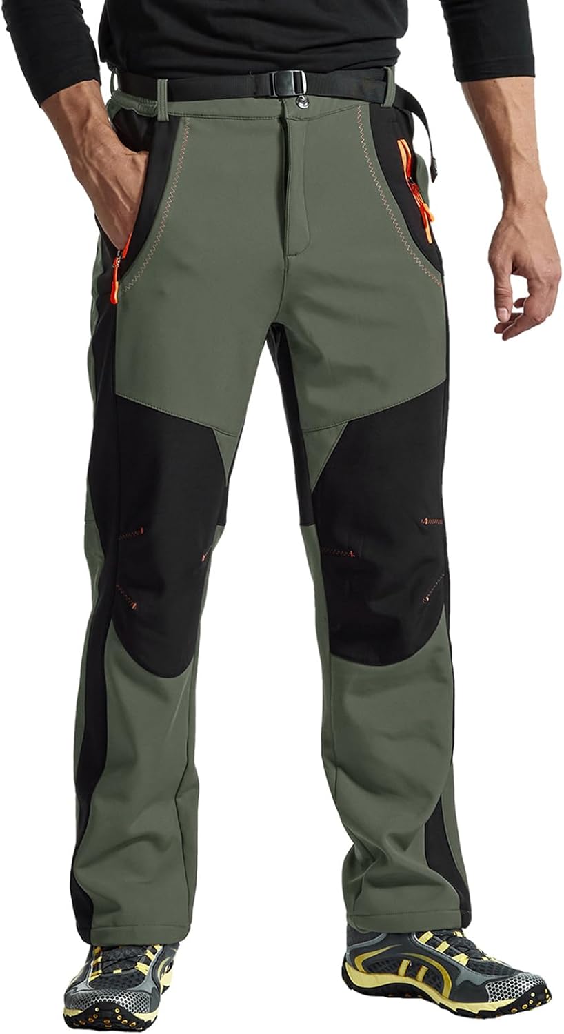 donhobo Herren Wanderhose Gefüttert Winterhose Wasserdicht Winddicht Warm Verdickte Softshellhose Ou