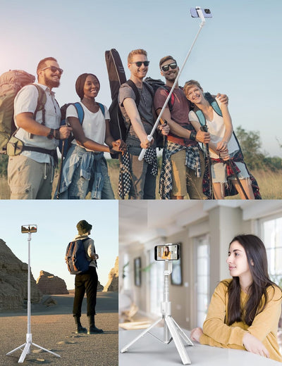 ANXRE 150cm Handy Stativ mit FernauslöSer [VerstäRkter Ständer],All-In-One Selfie Stick Handy Stativ