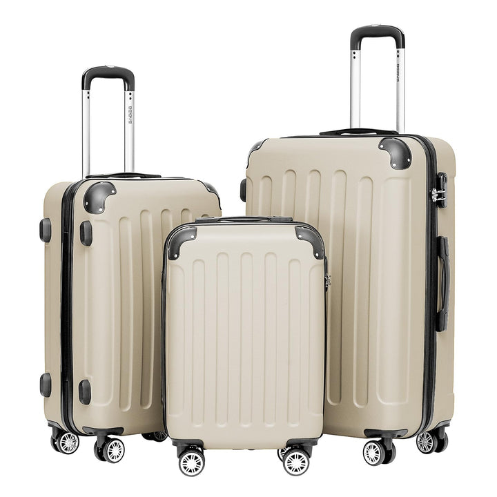 BEIBYE Zwillingsrollen Hardcase Reisekoffer Koffer Trolleys Hartschale in XL-L-M in 14 Farben (Creme
