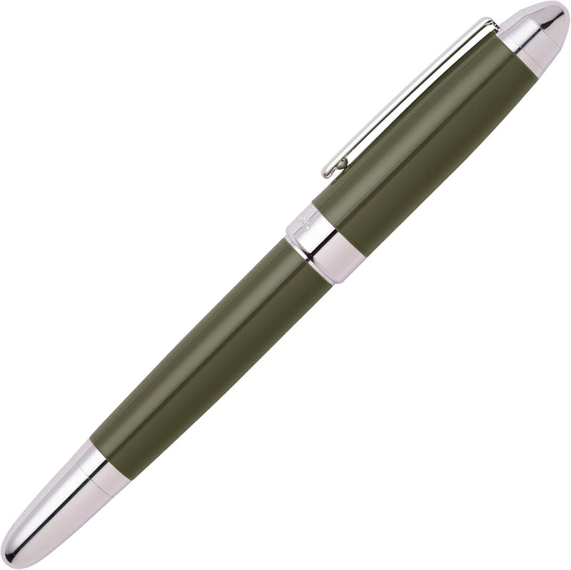 Hugo Boss Icon Tintenroller aus Messing in der Farbe Khaki-Gun, Länge: 13,6cm, Tintenfarbe: Schwarz,