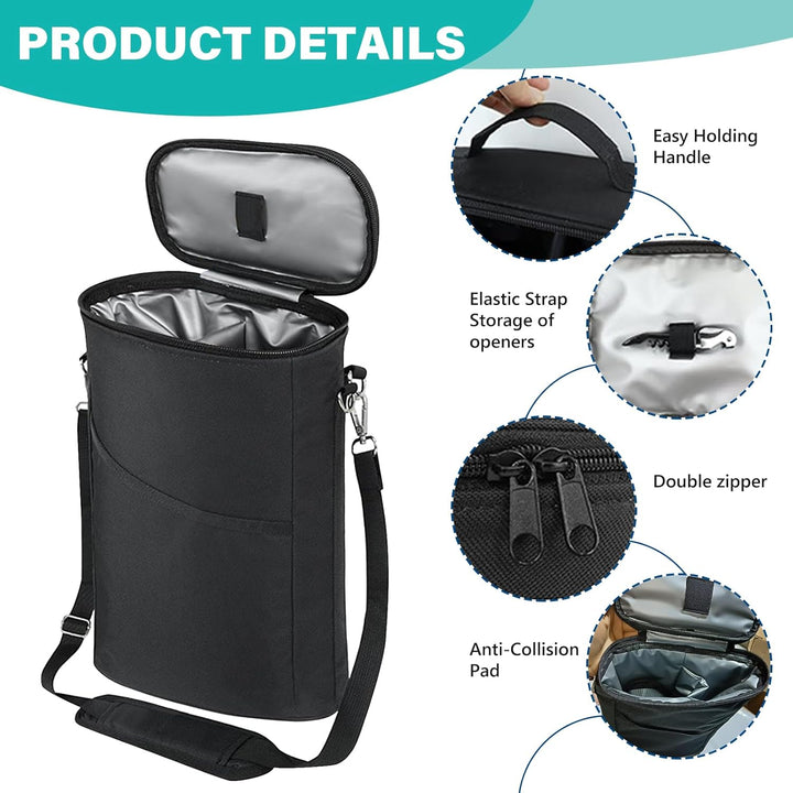 Isolierter Weintasche, Flaschentasche, Kühltasche, Weinkühler Tasche, Isolierte Weinkühltasche, Trag