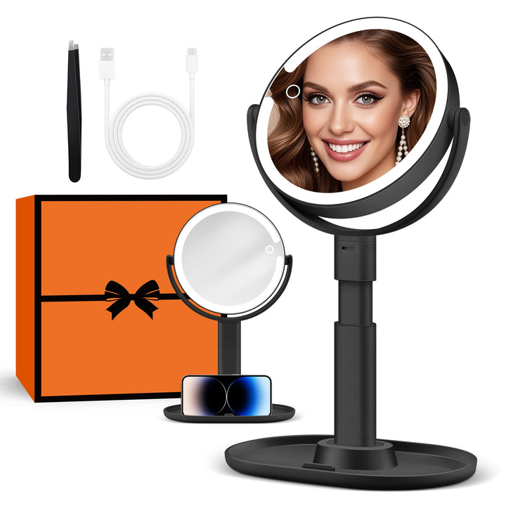 B Beauty Planet Beleuchteter Makeup Spiegel 30X Vergrösserungsspiegel mit 3 Farblicht, dimmbare LED