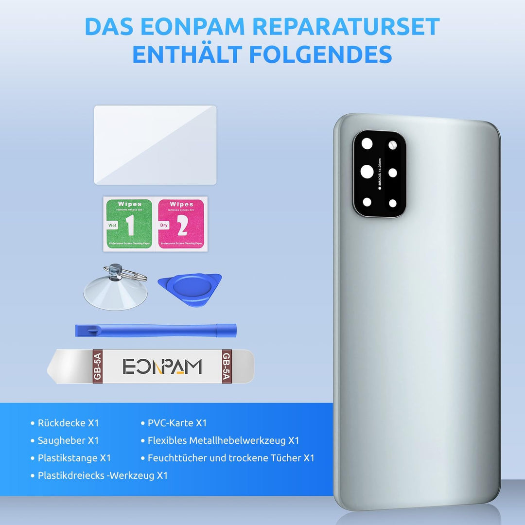 Eonpam Akkudeckel für OnePlus 8T Rückseite Glas Original Backcover Back Glas Ersatz Reparatur Set mi