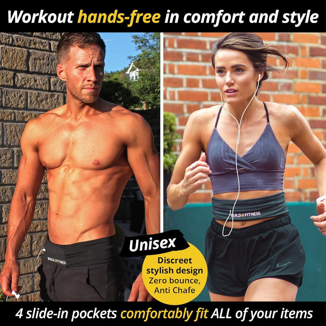 Build & Fitness Lauf Gürtel Damen und Herren, Flip-Taille Gürteltasche, Schlüsselclip - Handytasche