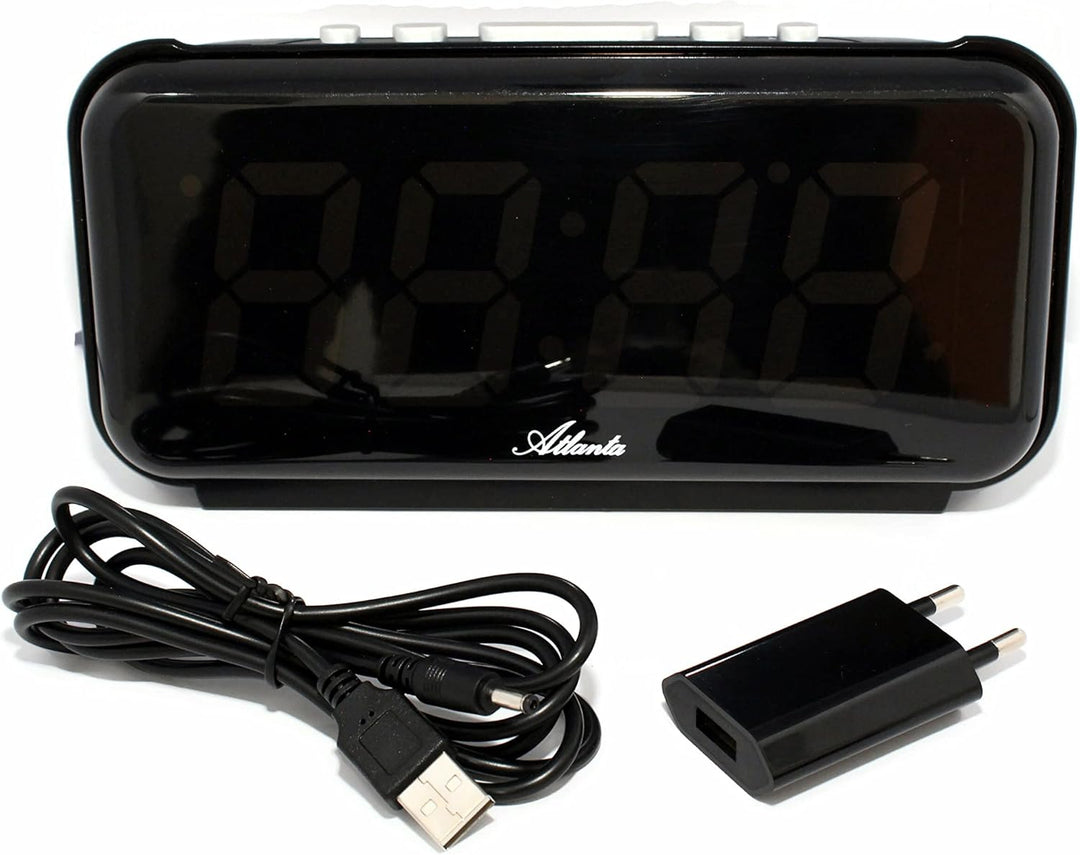 Atlanta Digitalwecker mit grosser LED Leuchtanzeige 3 Alarme Nachtdimmung Stromanschluss - 2608/6 (G