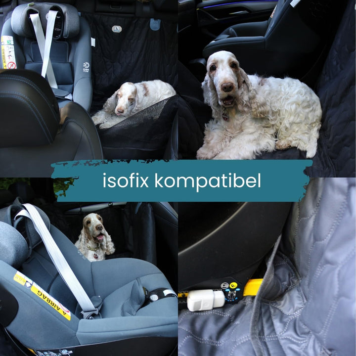 Hundedecke Auto Rückbank - Autoschondecke Hund Rücksitz in edler Lederoptik- ISOFIX-kompatibel, ruts