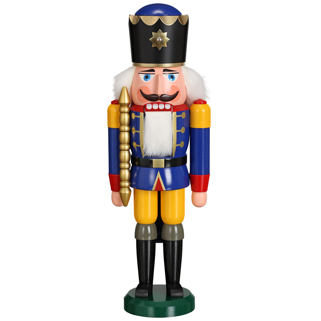 Seiffener Volkskunst | Nussknacker aus dem Erzgebirge | König mit Zepter 39 cm | Nussknackerfigur De