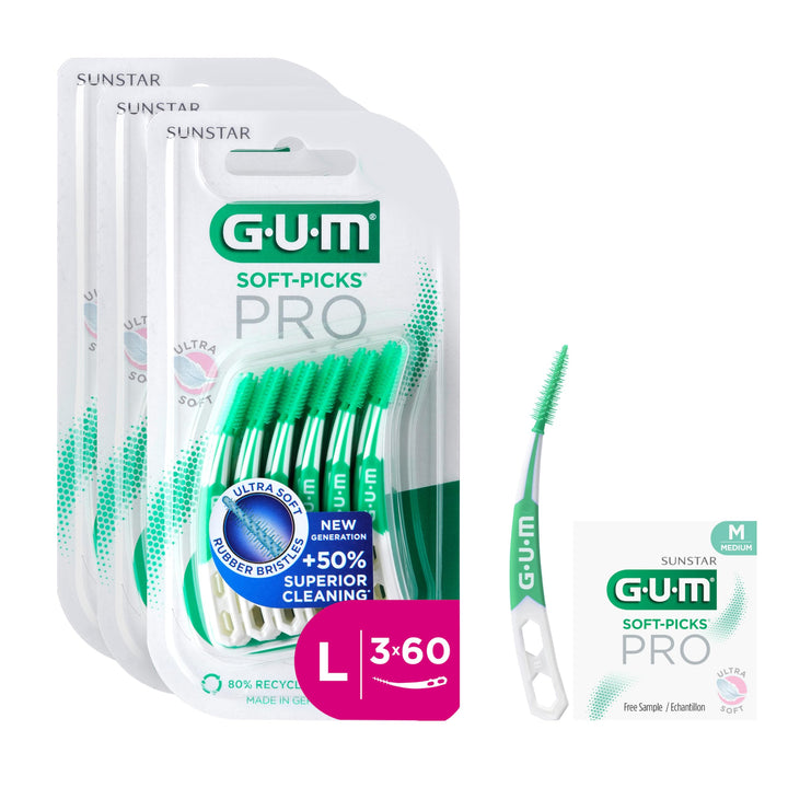 GUM SOFT-PICKS PRO Interdentalreiniger | gebogene Form für leichten Zugang zu schwer zugänglichen St