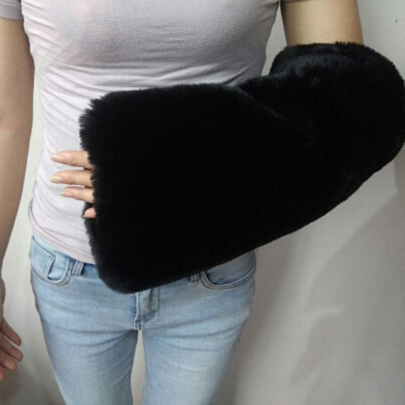 VORCOOL Kunstpelz Hand Muffs Schwarz Warm Kunstpelz Winter Muffs für Männer Mädchen