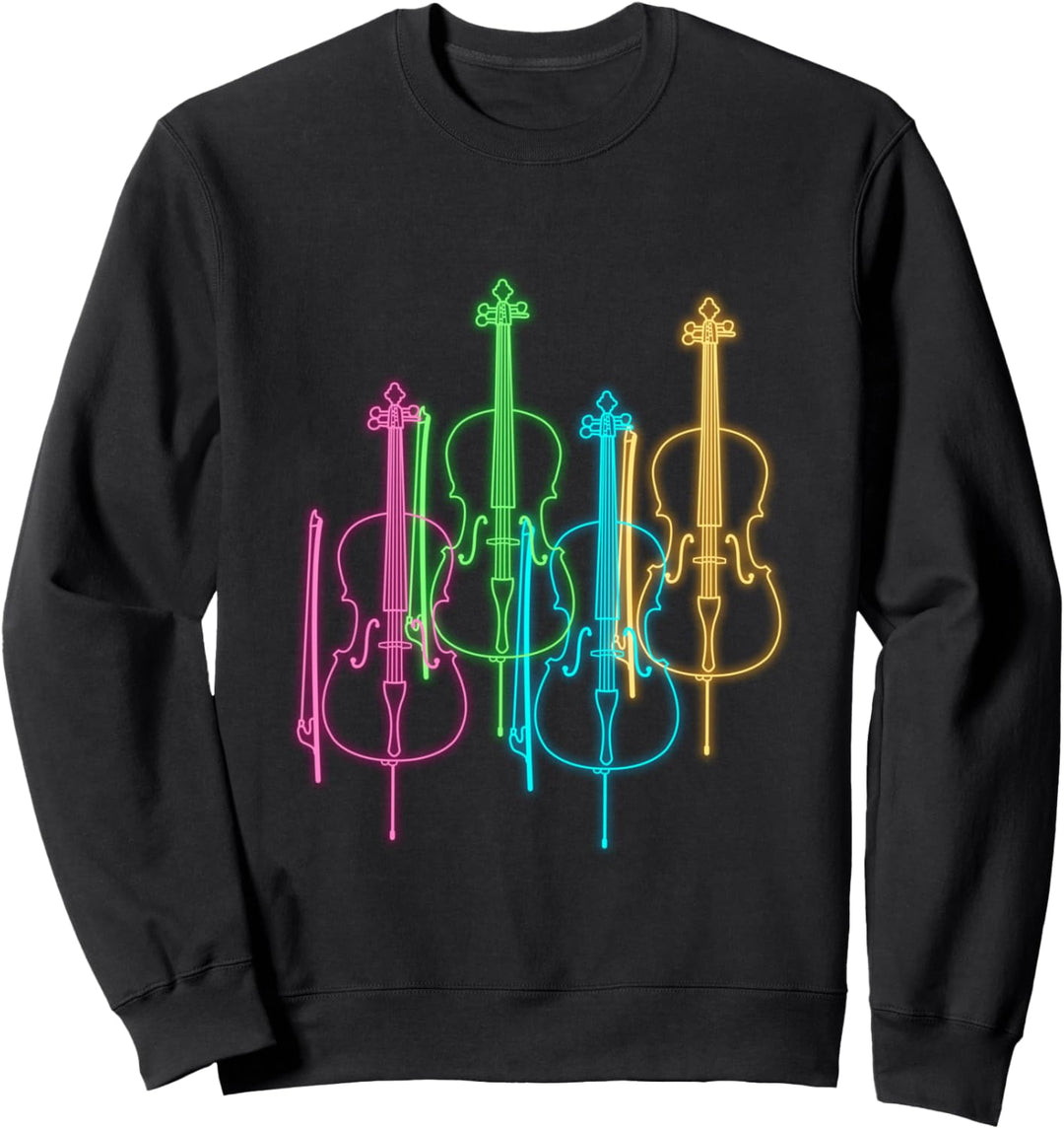Retro 60's Buntes Cello Instrument Geschenk Sweatshirt