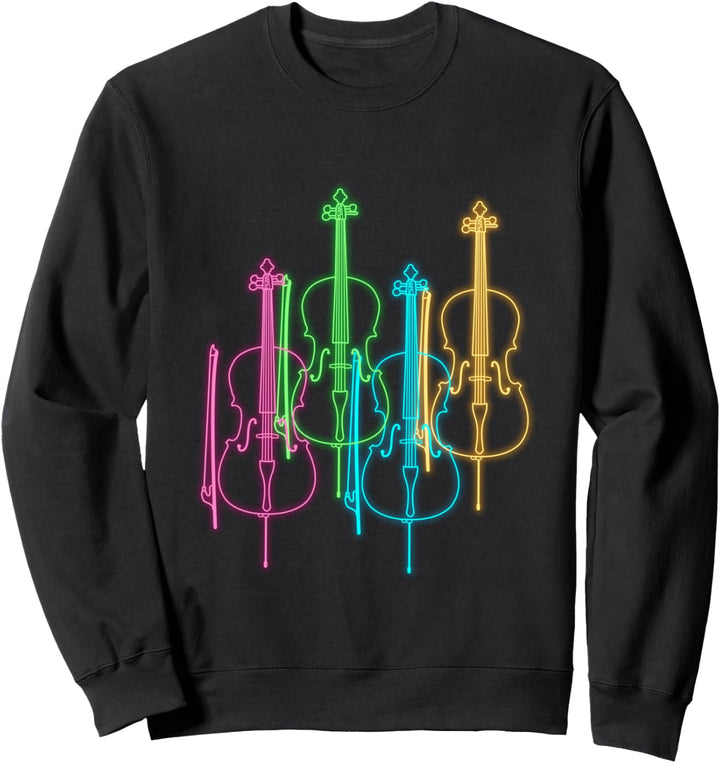 Retro 60's Buntes Cello Instrument Geschenk Sweatshirt
