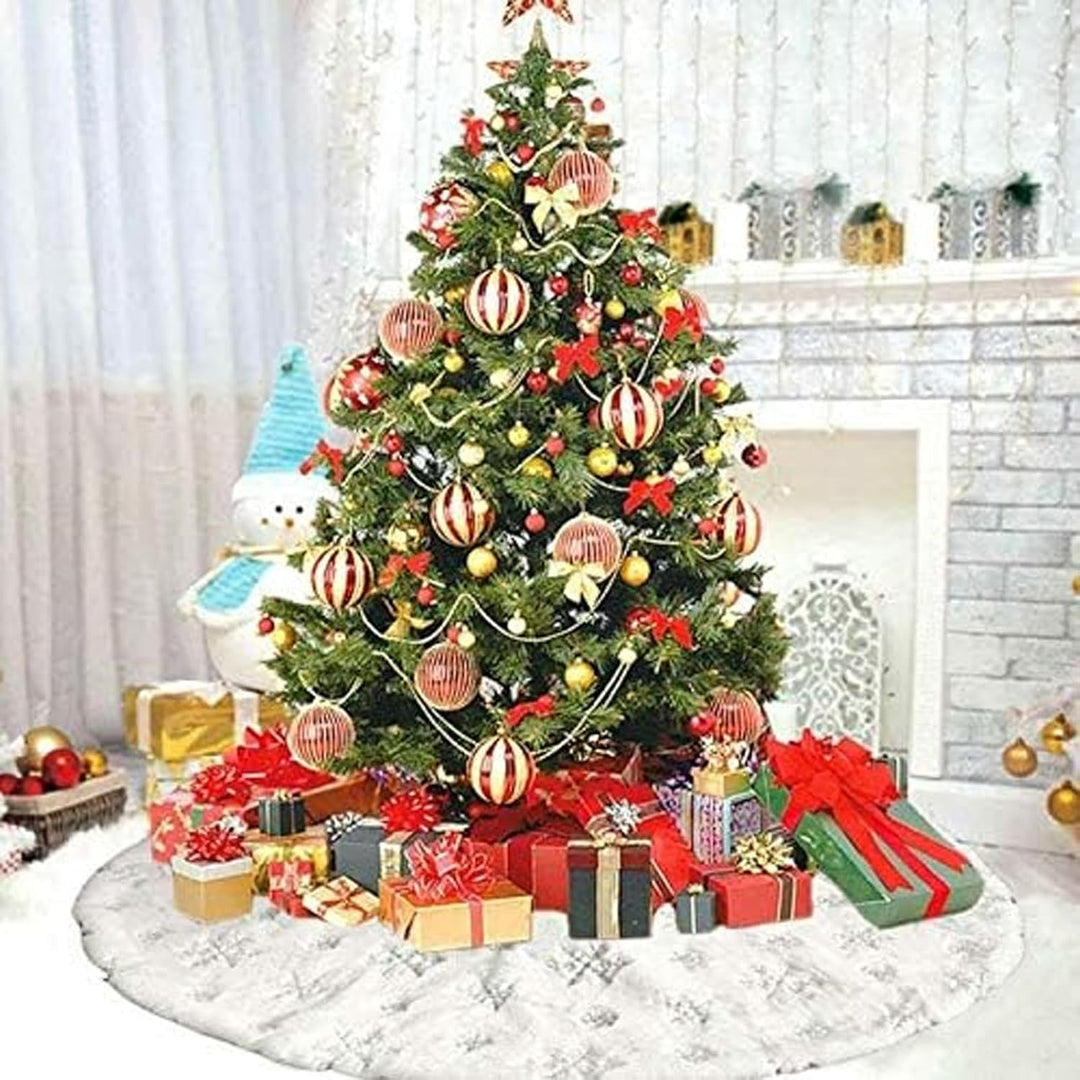 Drezesov Weihnachtsbaumrock Baumdecke Weihnachtsbaum mit 20pc Weihnachtskarte,122CM Weiche Weihnacht