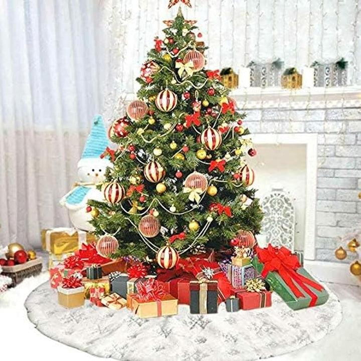 Drezesov Weihnachtsbaumrock Baumdecke Weihnachtsbaum mit 20pc Weihnachtskarte,122CM Weiche Weihnacht