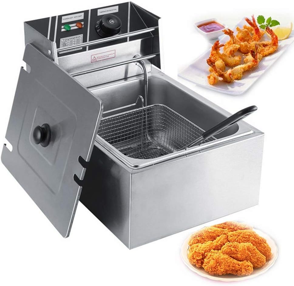 Friteuse mit Fett, 2200W Profi Fritteuse Edelstahl Semiprofessionelle Friteuse mit Öl Testsieger Ele