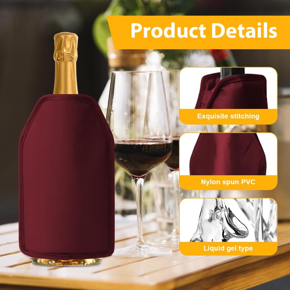 Weinkühler Manschette: 2 Pcs Weinflaschenkühler,Extra lange Kühlung,Wasserabweisendes Nylon,Weinmans