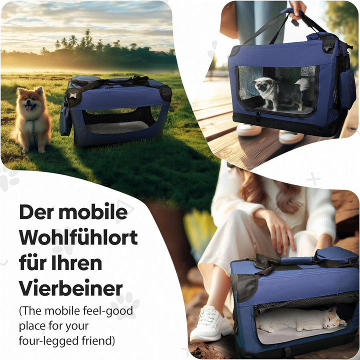 DEFACTO Hundebox faltbar für Auto &amp; Reisen | Hundetransportbox &amp; Hundetasche für Hunde, Katzen &amp; Hau