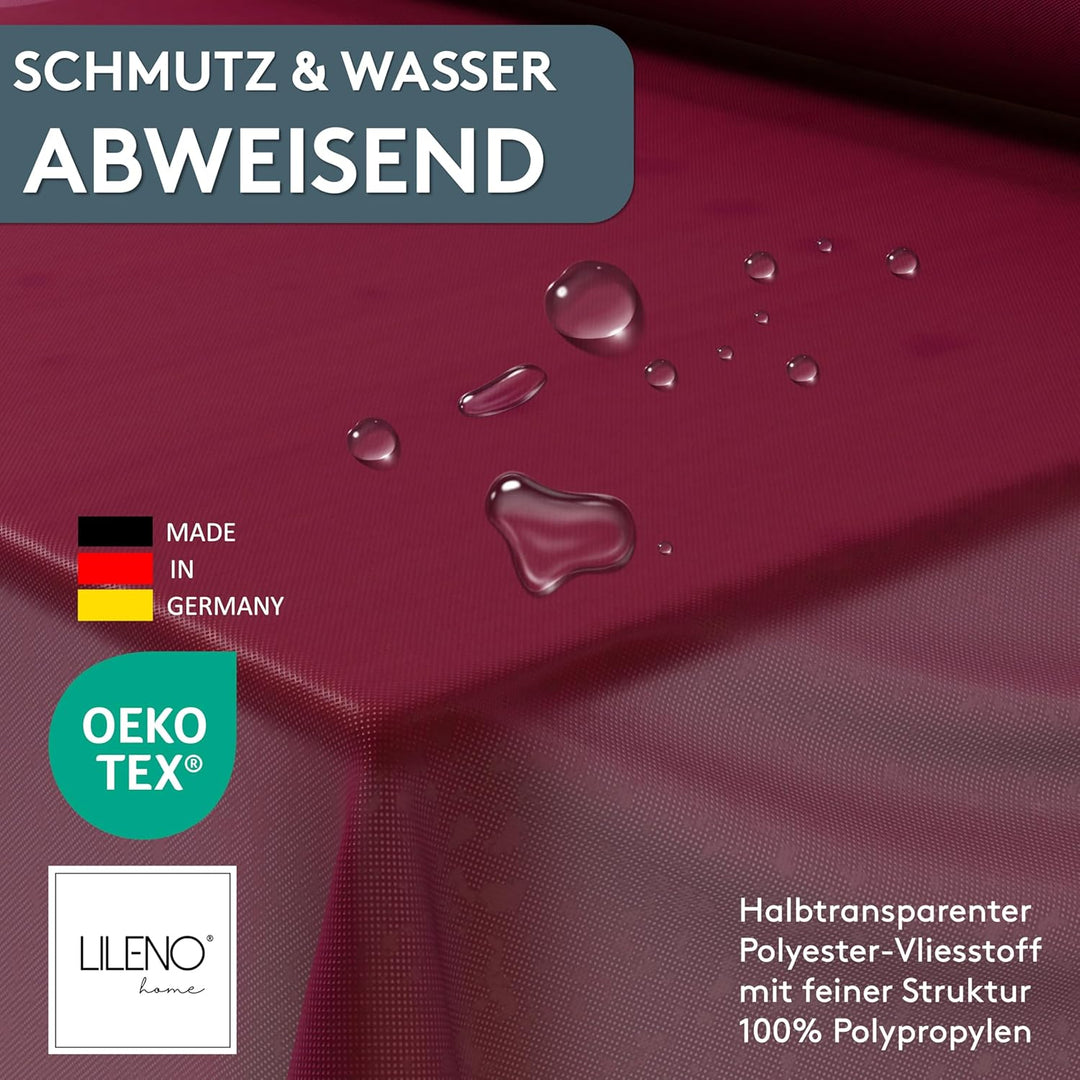 LILENO HOME Tischdeckenrolle 1,10 x 25 m - Tischdecke Bordeaux aus Vlies - Stoffähnlich, abwaschbare
