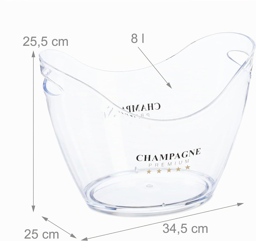 Relaxdays Eiseimer, Getränkeschale mit Griffen, 8 l, Flaschenkühler für Sekt, Champagner &amp; Wein, Kun