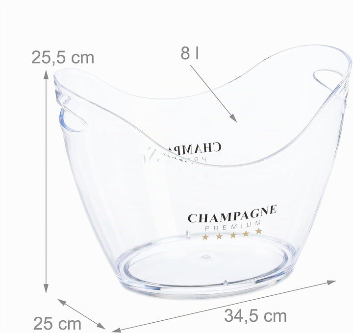 Relaxdays Eiseimer, Getränkeschale mit Griffen, 8 l, Flaschenkühler für Sekt, Champagner &amp; Wein, Kun