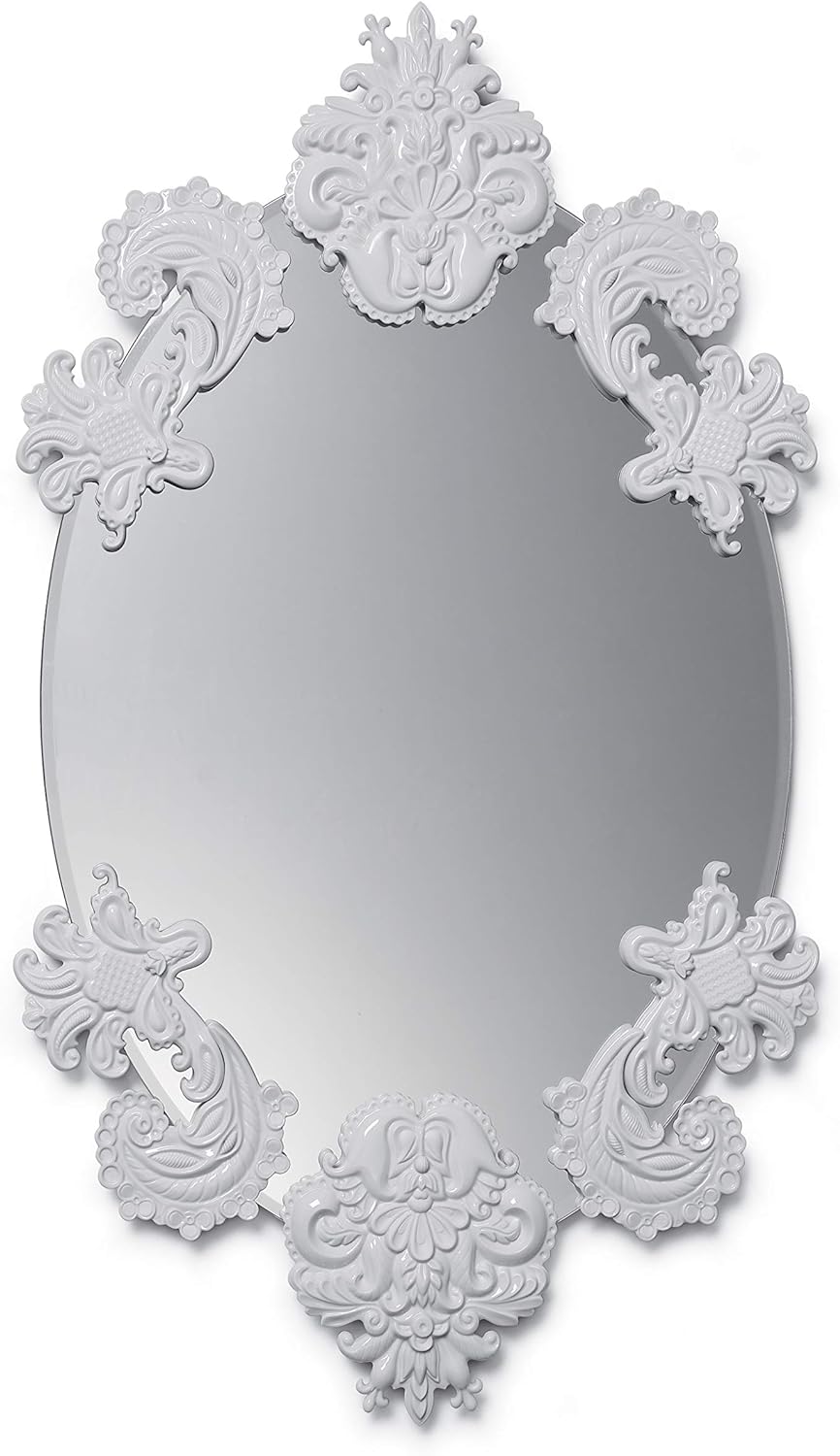 LLADRÓ Ovaler Spiegel Ohne Rahmen (Weiss). Limitierte Auflage. Spiegel. Porzellan.