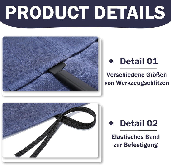 Kaaltisy Gewachstes Canvas-Messer-Rolltasche mit 7 Schlitzen für Messer und Besteck, Küchenmesser in