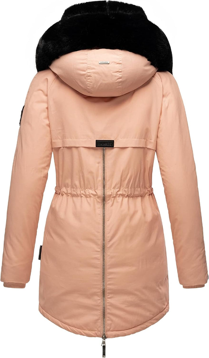 Navahoo Damen Warmer Winterparka mit doppelter Kunstpelz-Kapuze Sweety Deluxe XS-XXL XS Rose, XS Ros