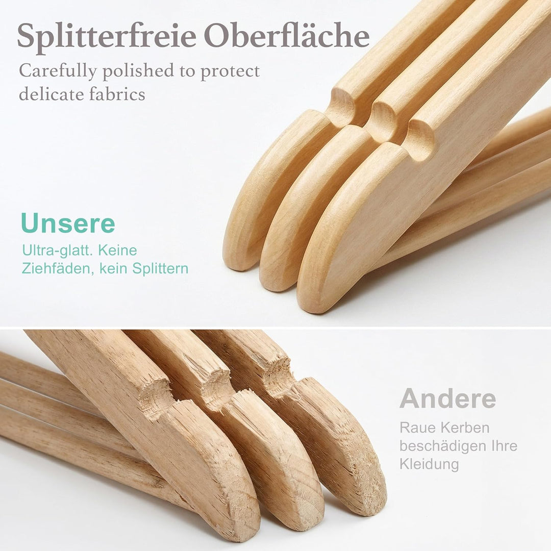 HOUSE DAY Kleiderbügel Holz 30er Set, Hochwertige Holz kleiderbügel Natur | Belastbare Garderobenbüg