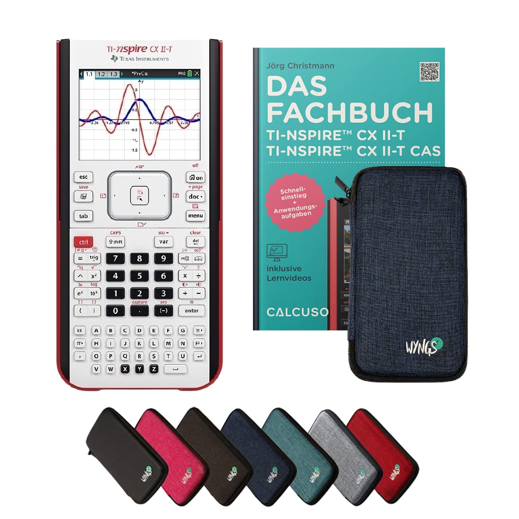 CALCUSO Standardpaket: TI Nspire CX II-T Grafikrechner + WYNGS Schutztasche blau + Fachbuch von CALC