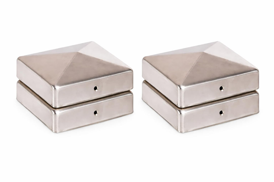 4 x PFOSTENKAPPE PYRAMIDE 91 x 91 MM EDELSTAHL 4 91 x 91 mm, 4 91 x 91 mm