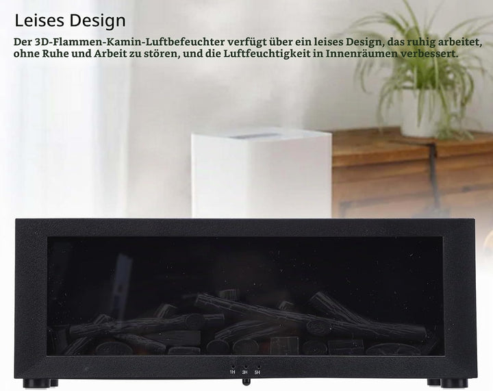 Fireplace Diffuser, Diffuser Kamin mit 3D Flammen, Kaminöl-Diffusor mit Timer, Leiser Kamindiffusor