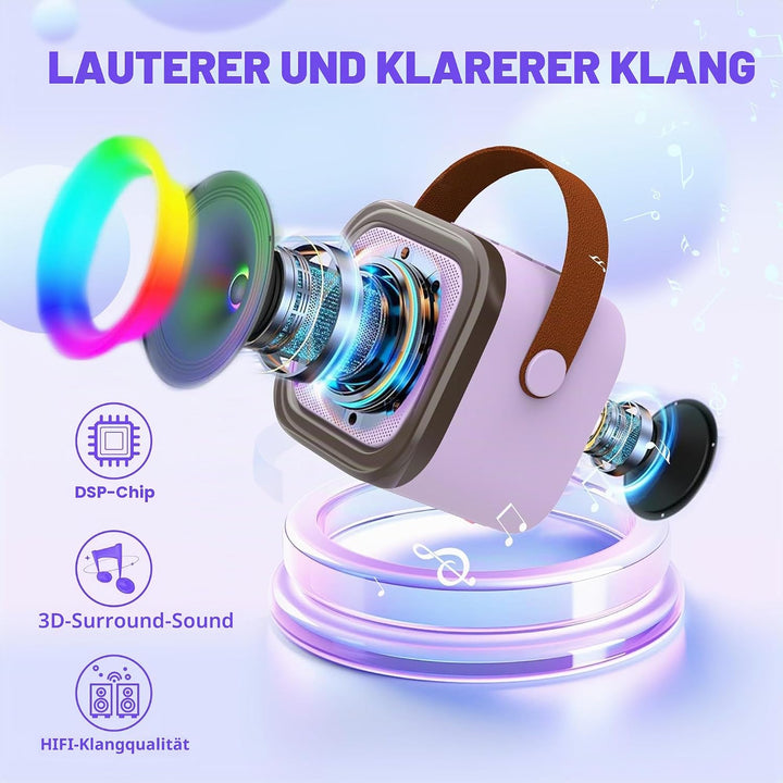 Karaoke-Maschine für Kinder Erwachsene, tragbare Kinder Karaoke-Lautsprecher mit drahtlosem Mikrofon