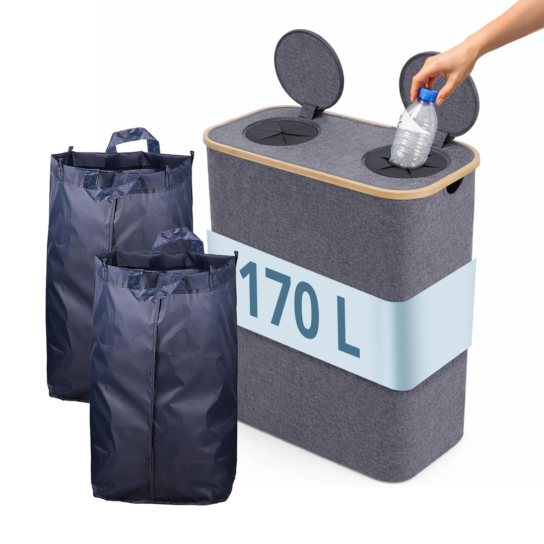 Relaxdays Pfandflaschen Sammelbehälter, 170 L, bis 100 Flaschen, 2 Innenbeutel, Flaschensammler für