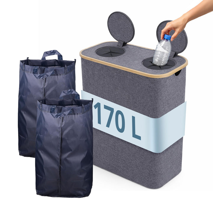 Relaxdays Pfandflaschen Sammelbehälter, 170 L, bis 100 Flaschen, 2 Innenbeutel, Flaschensammler für