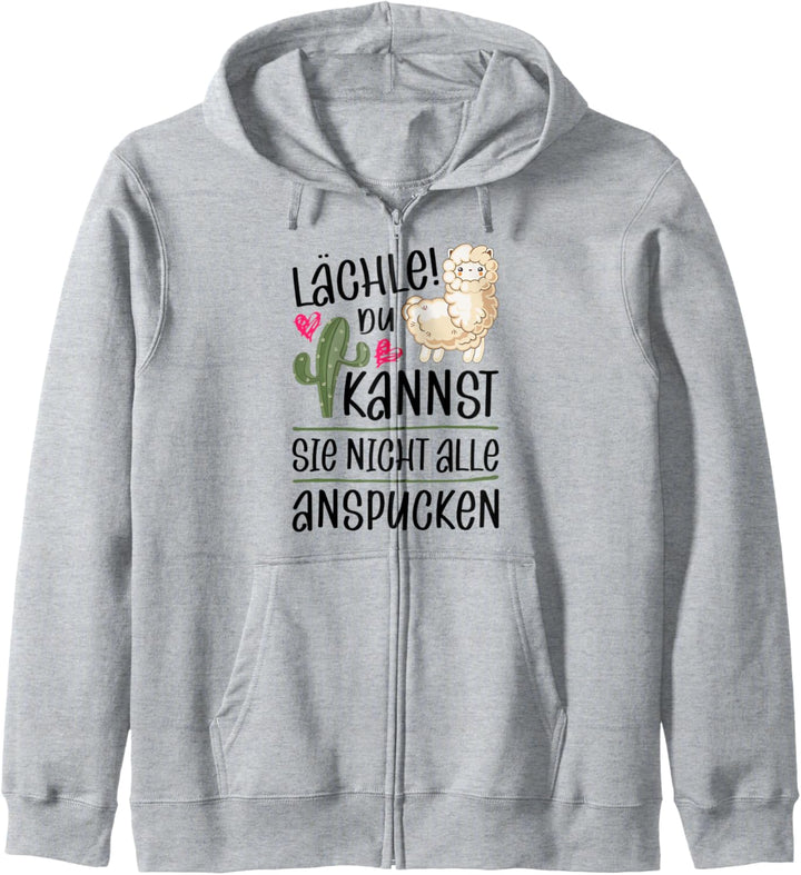 Lächle Du Kannst Sie Nicht Alle Anspucken Grafik Llama Lama Kapuzenjacke