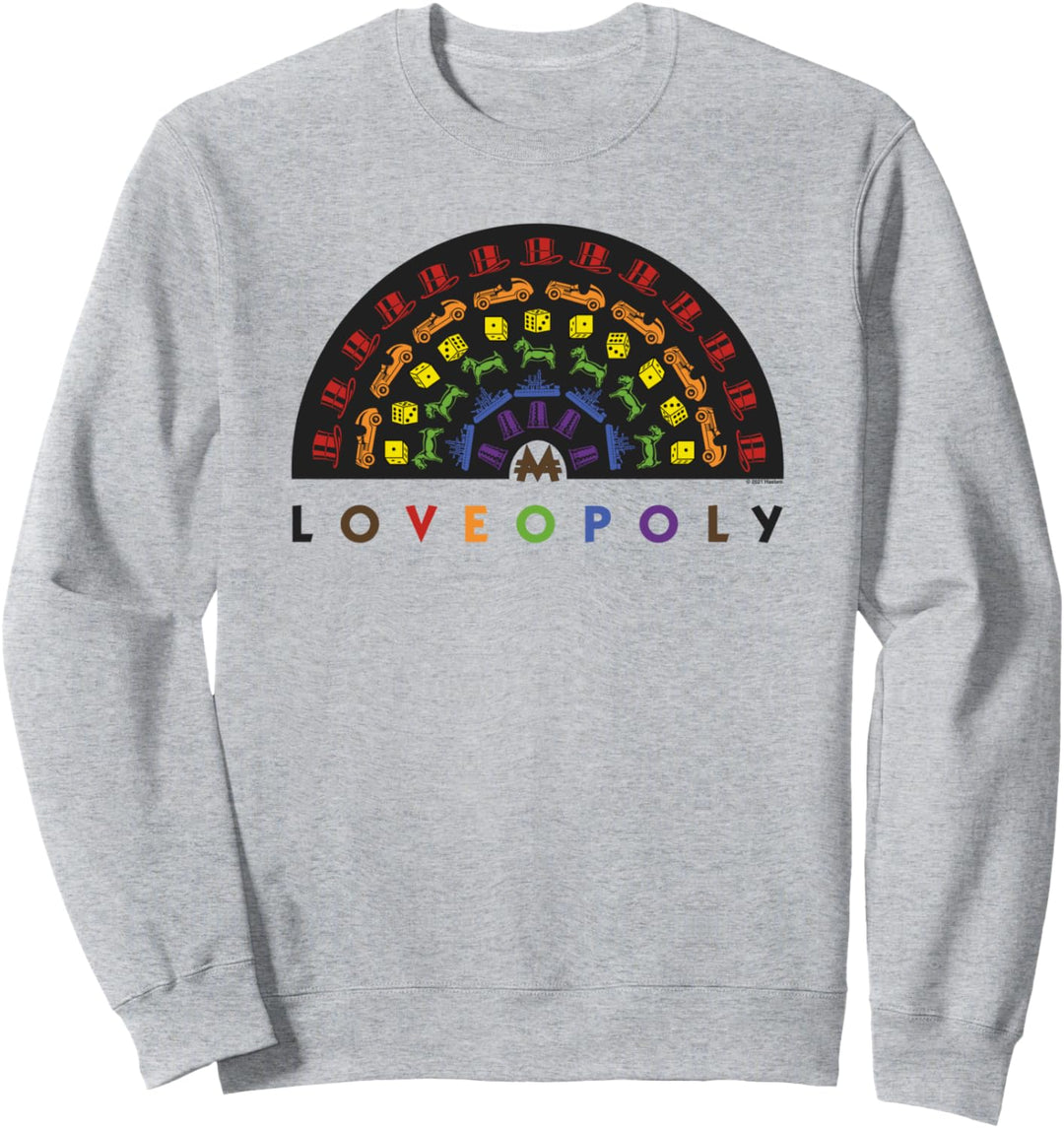 Monopoly Loveopoly Rainbow Game Pieces And Text Sweatshirt