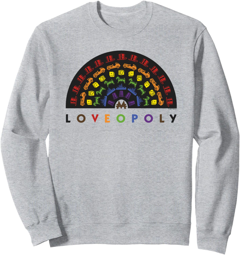 Monopoly Loveopoly Rainbow Game Pieces And Text Sweatshirt