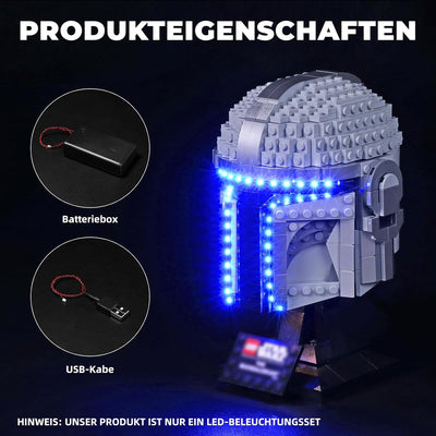 cooldac Licht-Kit für Lego Star Wars 75328 Der Mandalorian Helm, LEDs Beleuchtungsset Kompatibel mit