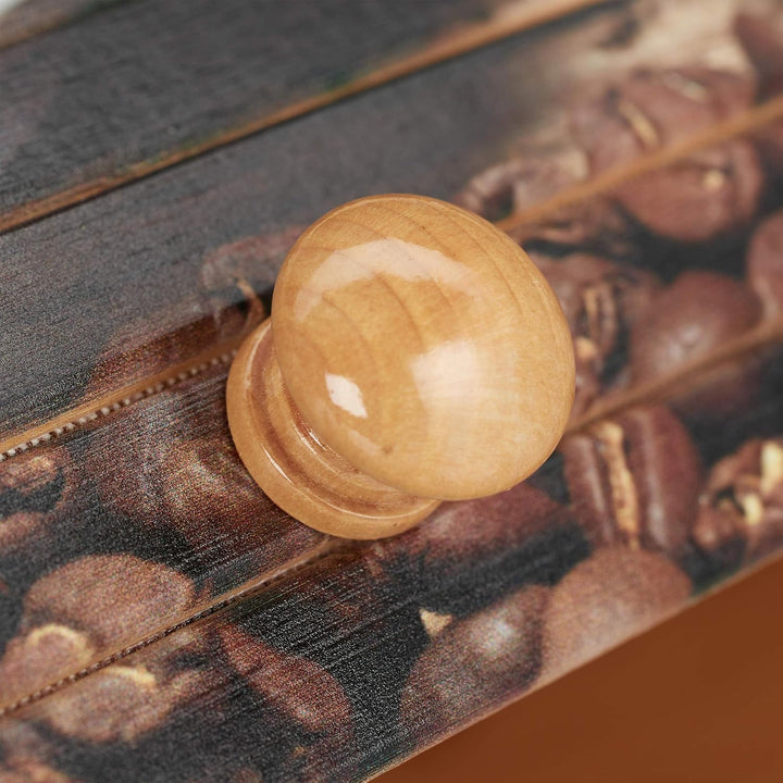 Relaxdays Brotkasten Bambus, Rolldeckel mit Motiv, aromadichte Brotaufbewahrung, mit Ablagefläche, H