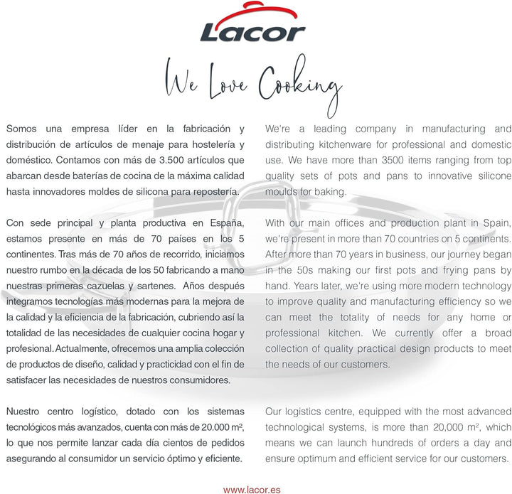 Lacor 54640 Pfanne mit Deckel Durchmesser 40 cm Chef Luxe Silber