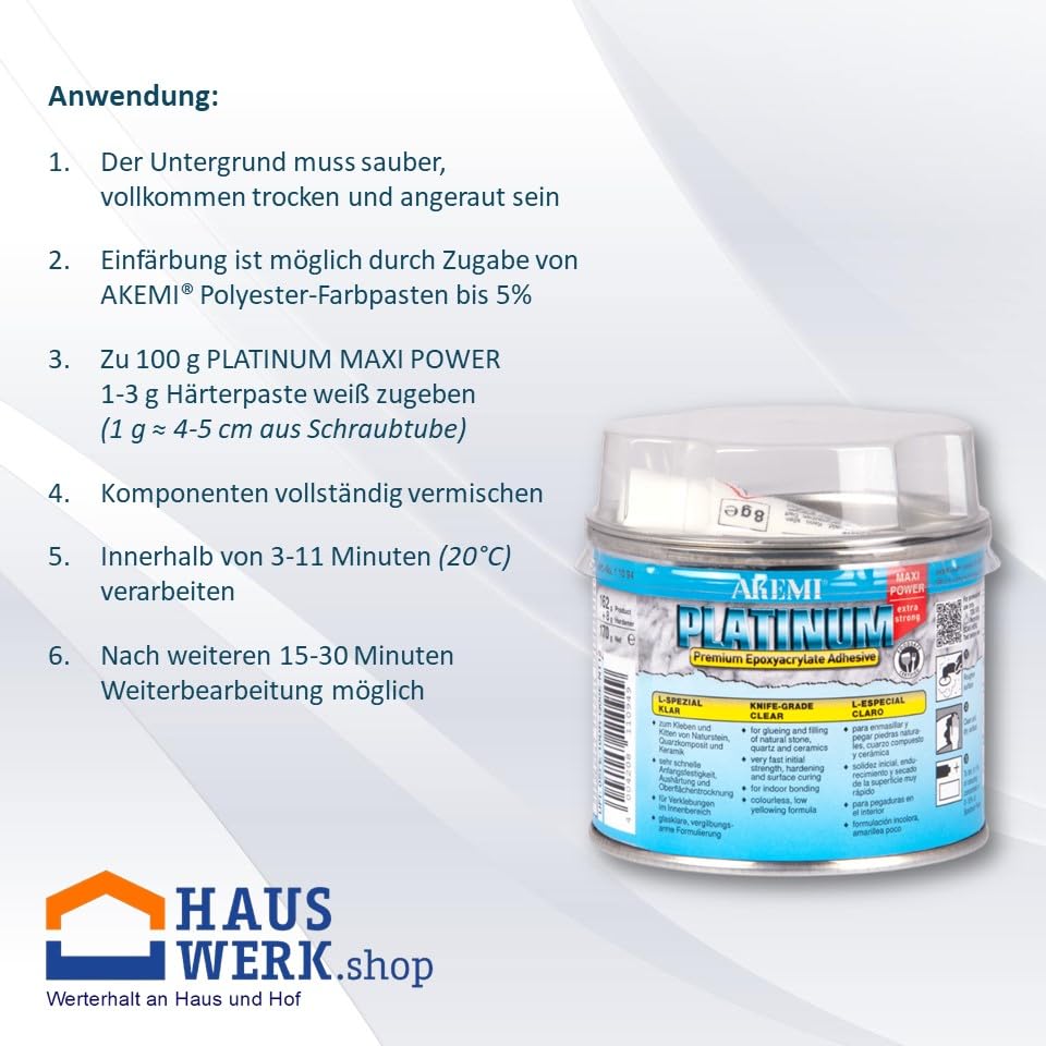 HAUSWERK.shop Set Akemi PLATINUM P+ L-Spezial / 170 g mit Farbpaste Platinum P+ CC 1880 grau
