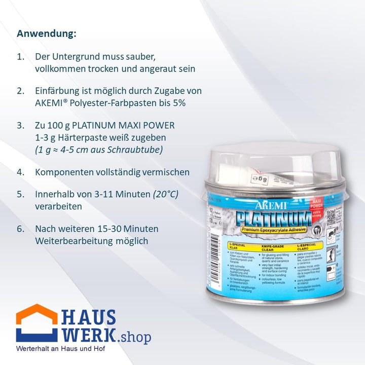 HAUSWERK.shop Set Akemi PLATINUM P+ L-Spezial / 170 g mit Farbpaste Platinum P+ CC 1880 grau