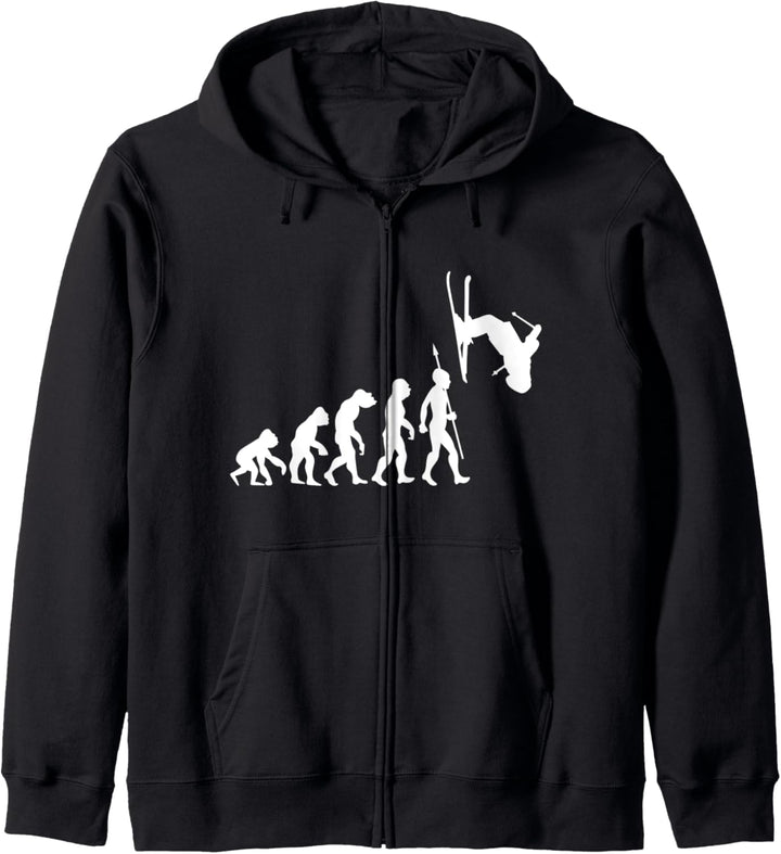 Skifahren Skilaufen Skifahrer Evolution Lustig Apres Ski Kapuzenjacke