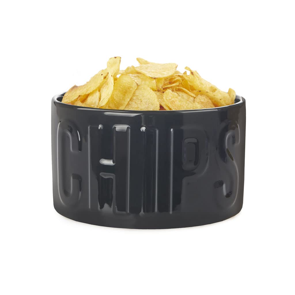 balvi Snackschale Chips Farbe Schwarz Die originelle und stilvolle Schale Fassungsvermögen 1 l Keram