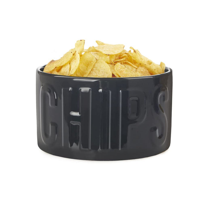 balvi Snackschale Chips Farbe Schwarz Die originelle und stilvolle Schale Fassungsvermögen 1 l Keram