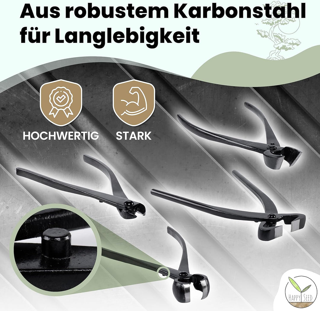 Bonsai Werkzeug-Set Profi 4-teilig aus Stahl mit praktischer Aufbewahrungstasche - Traditionelles Bo