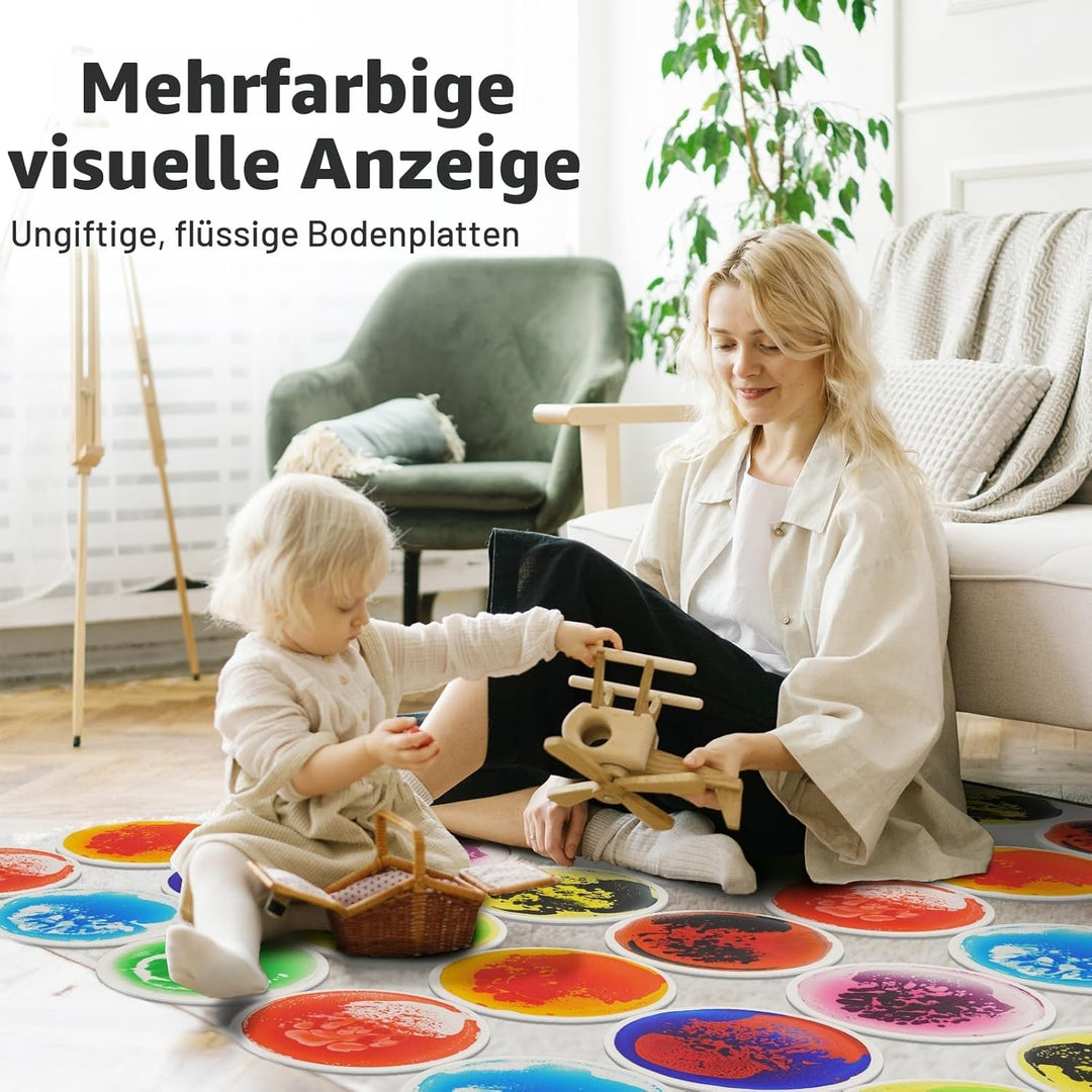 Art3d 9 stück runde sensorische Bodenfliesen für Kinder Kleinkinder und Kinder Bunte flüssige sensor