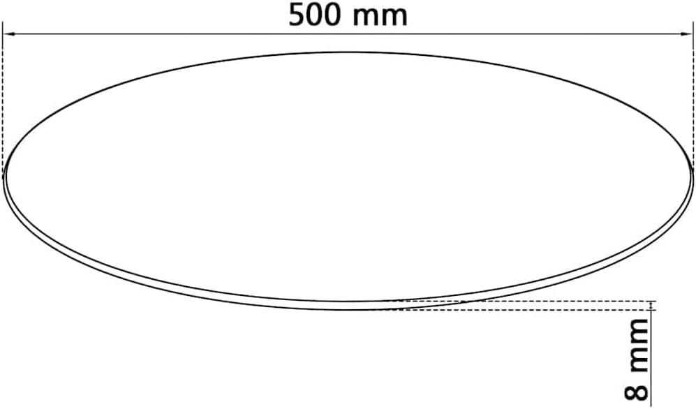 vidaXL Tischplatte Gehärtetes Glas Ø 500mm Tisch Glasplatte Platte Glastisch Durchsichtig Ø 50 cm, D