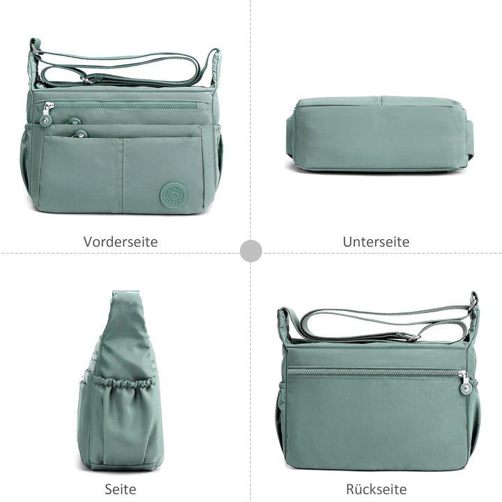 DIRRONA Beiläufig Damen Umhängetasche Multi Pocket Crossbody Bag Mittelgrosse Umhängetasche Aus Nylo